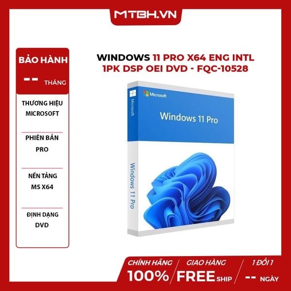 WINDOWS 11 PRO x64 Eng Intl 1pk DSP OEI DVD - FQC-10528