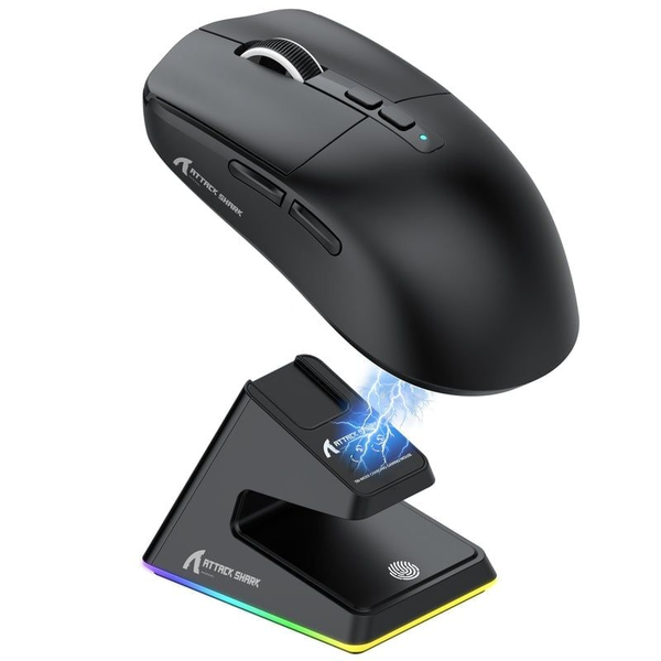 CHUỘT GAMING KHÔNG DÂY ATTACK SHARK X6 BLACK - PIXART PAW3395 | SIÊU NHẸ | 3 MODE | DOCK