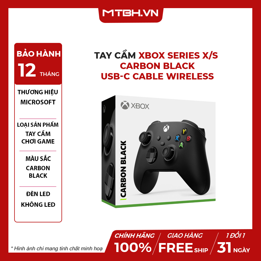 Tay Cầm Xbox Series X/S Controller Carbon Black + USBC Cable Wirele