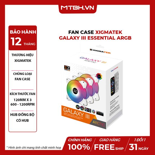 FAN CASE XIGMATEK GALAXY III ESSENTIAL ARGB - BX120 ARTIC (PACK x3, CONTROLLER, POWER HUB)