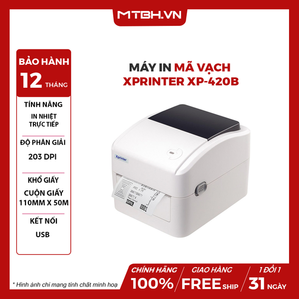 MÁY IN MÃ VẠCH VÀ VẬN ĐƠN TMĐT XPRINTER XP-420B (USB+Lan)