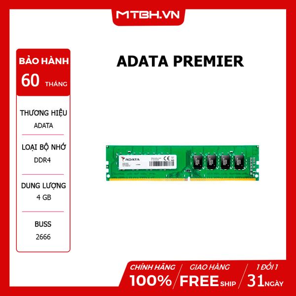 RAM DDR4 4GB ADATA PREMIER BUSS 2666