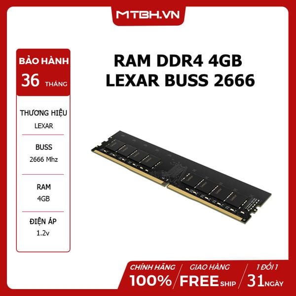 RAM DDR4 4GB LEXAR BUSS 2666
