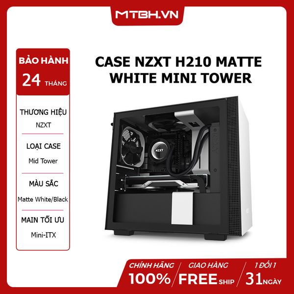 CASE NZXT H210 MATTE WHITE MINI TOWER