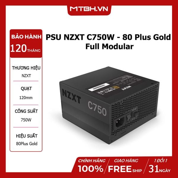 Nguồn NZXT C750W - 80 Plus Gold - Full Modular