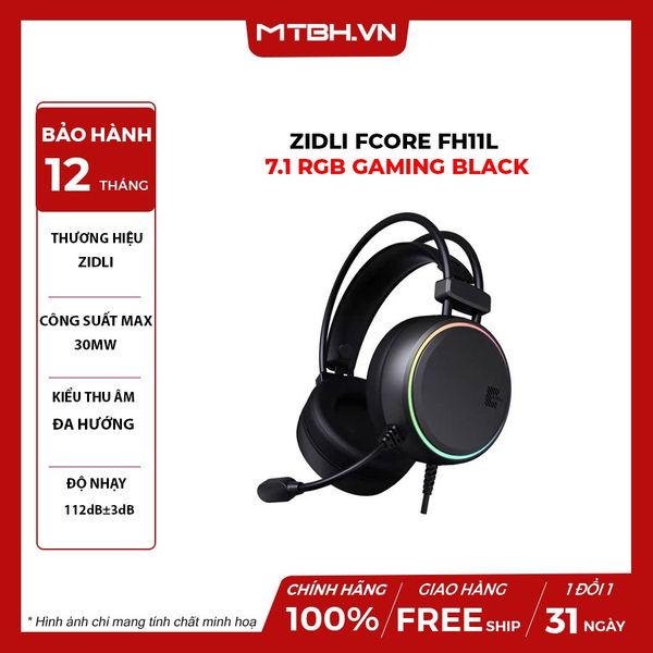 Tai Nghe Zidli FCORE FH11L 7.1 RGB GAMING BLACK