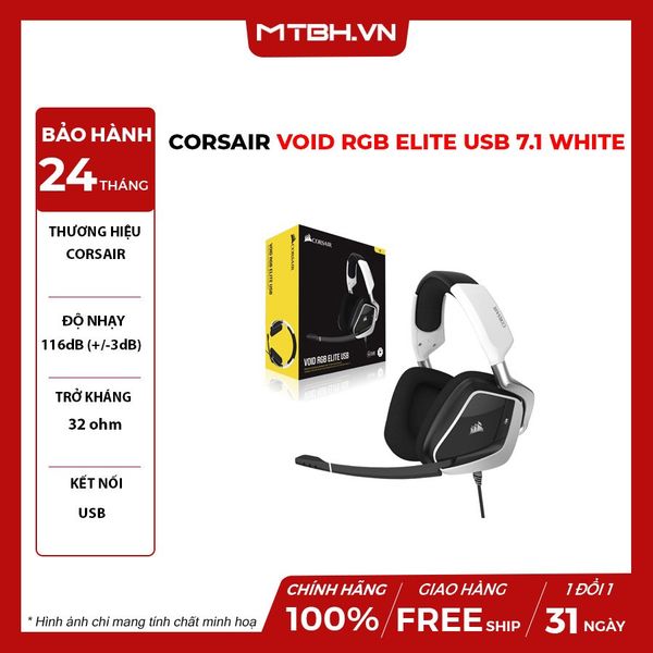 Tai Nghe Corsair VOID RGB ELITE USB 7.1 White