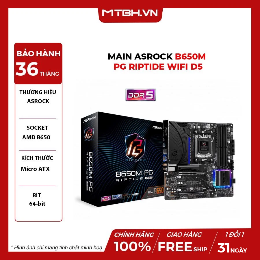 MAIN ASROCK B650M PG Riptide Wifi D5 – Máy Tính Biên Hòa