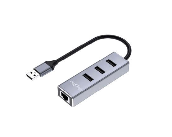 CÁP CHIA USB SANG USB + LAN VEGGIEG VK311 - 3 USB + RJ45
