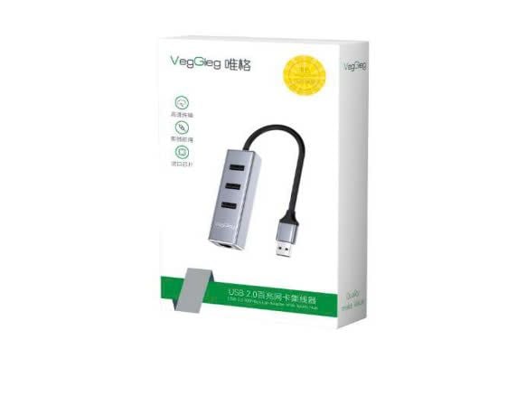 CÁP CHIA USB SANG USB + LAN VEGGIEG VK311 - 3 USB + RJ45