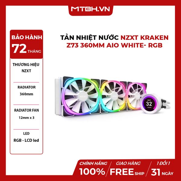 TẢN NHIỆT NƯỚC NZXT KRAKEN Z73 360MM AIO WHITE- RGB