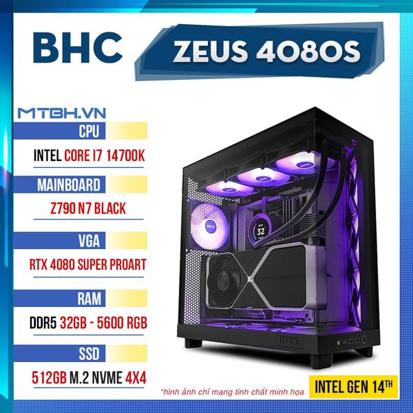 PC Gaming BHC Zeus 4080S Gen 14th ( i7 14700K | RTX 4080 Super 16GB | 32GB DDR5 | 500GB | Z790 )