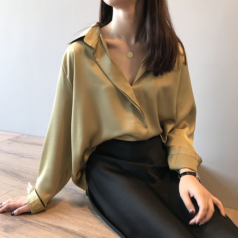 Áo Sơ Mi Lụa Satin Tay Dài 35mm Dáng Rộng Sang Trọng Cho Nữ  Shopee Việt  Nam