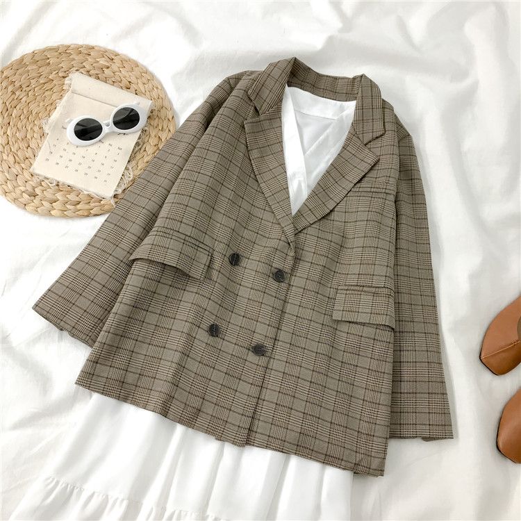  [Best seller] Áo Khoác VEST Kẻ CARO BROWN BLAZER - AK003 (Giá HOT) 