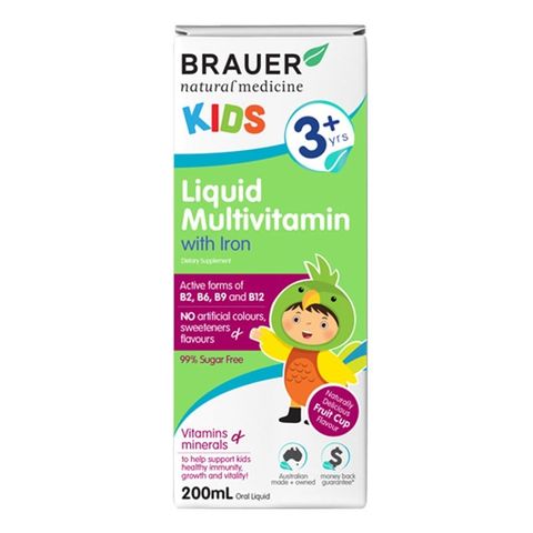 Thực phẩm bảo vệ sức khỏe Brauer Kids Liquid Multivitamin with Iron