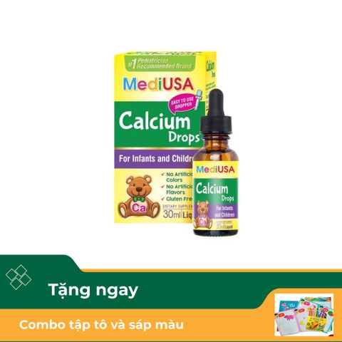  Thực Phẩm Bổ Sung Canxi Dạng Nhỏ Giọt MediUSA Calcium Drops Chai 30ml 