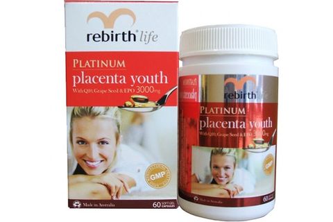  Thực phẩm bảo vệ sức khỏe: Viên nhau thai cừu – REBIRTH PLATINUM PLACENTA YOUTH 3000MG 