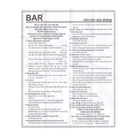  Bar hỗ trợ bệnh lý về gan, nhuận tràng lọ 180 viên 