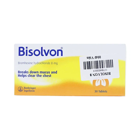 Bisolvon 8mg loãng đàm trong bệnh lý hô hấp (3 vỉ x 10 viên)