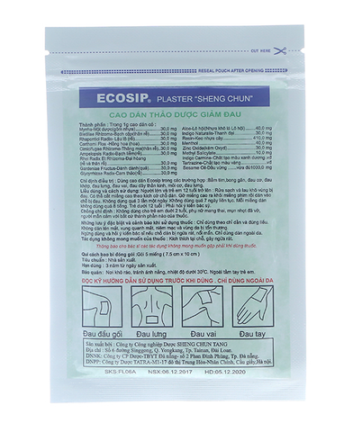  Cao dán Ecosip Cool giảm đau cơ xương khớp gói 5 miếng 