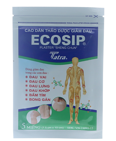 Cao dán Ecosip Cool giảm đau cơ xương khớp gói 5 miếng 