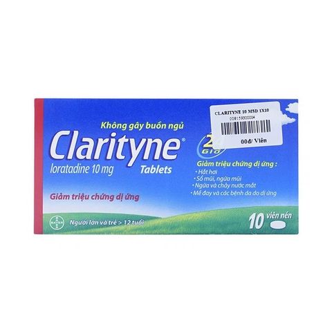  Clarityne 10mg trị viêm mũi dị ứng, mề đay (1 vỉ x 10 viên) 