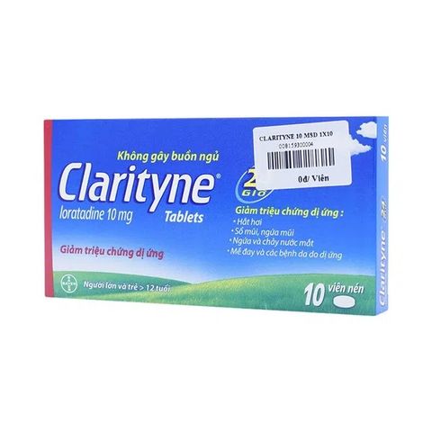  Clarityne 10mg trị viêm mũi dị ứng, mề đay (1 vỉ x 10 viên) 