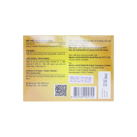  Enat 400 bổ sung vitamin E, ngừa lão hóa (3 vỉ x 10 viên) 