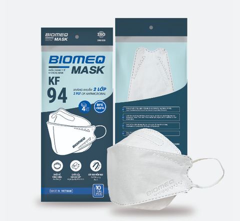 KHẨU TRANG KF94 BIOMEQ MÀU TRẮNG  GÓI/10 CÁI