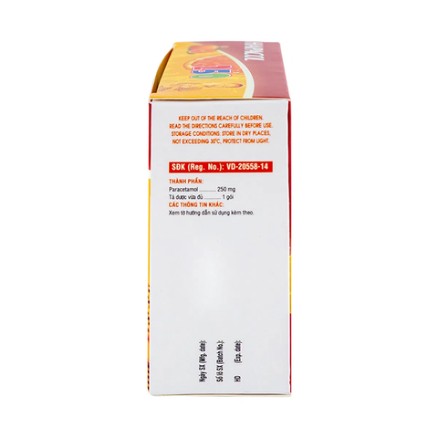  Thuốc Hapacol 250mg vị cam hỗ trợ giảm đau, hạ sốt cho trẻ (24 gói x 1.5g) 