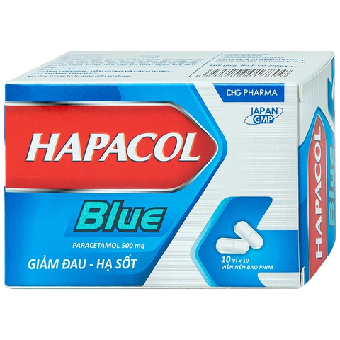  Hapacol Blue 500mg giảm đau, hạ sốt (10 vỉ x 10 viên) 