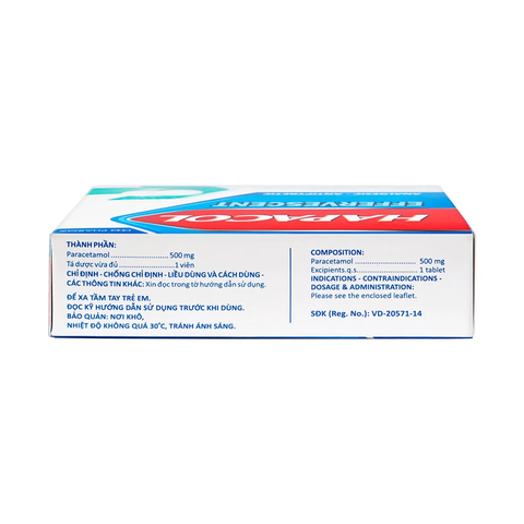  Hapacol Sủi 500mg giảm đau, hạ sốt (4 vỉ x 4 viên) 