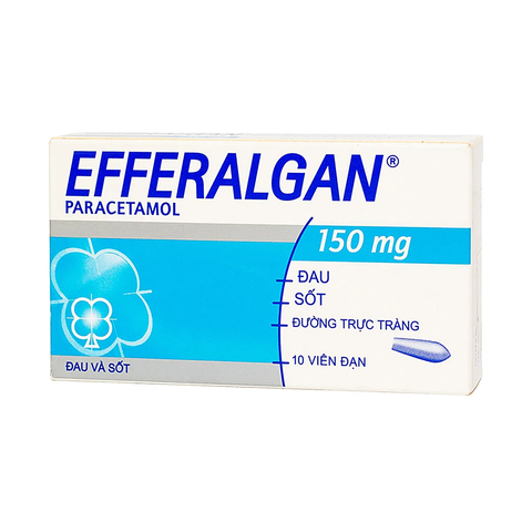  Viên đặt trực tràng Efferalgan 150mg giảm đau, hạ sốt (2 vỉ x 5 viên) 