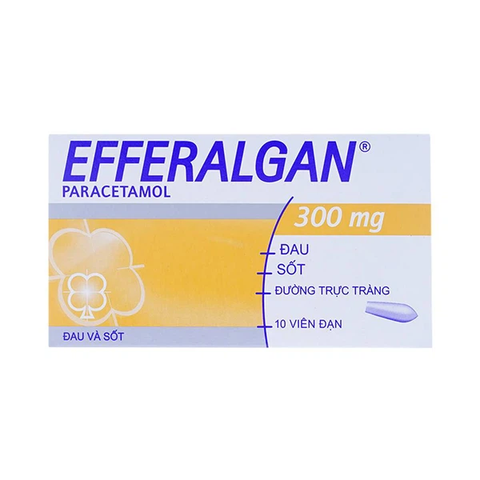 Viên đặt trực tràng Efferalgan 300mg giảm đau, hạ sốt (2 vỉ x 5 viên)