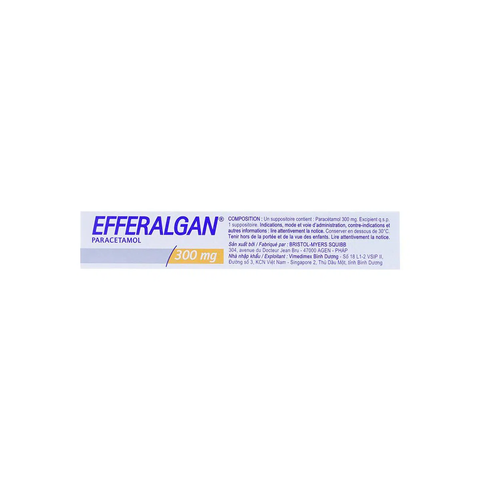  Viên đặt trực tràng Efferalgan 300mg giảm đau, hạ sốt (2 vỉ x 5 viên) 