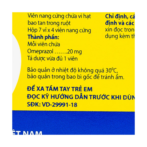  Mepraz 20mg trị trào ngược dạ dày, thực quản (7 vỉ x 4 viên) 