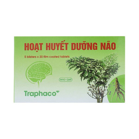 Viên bao đường Hoạt Huyết Dưỡng Não Traphaco cải thiện trí nhớ (5 vỉ x 20 viên)