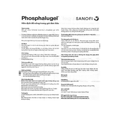  Hỗn dịch uống Phosphalugel 20% trị trào ngược dạ dày, thực quản (26 gói x 20g) 