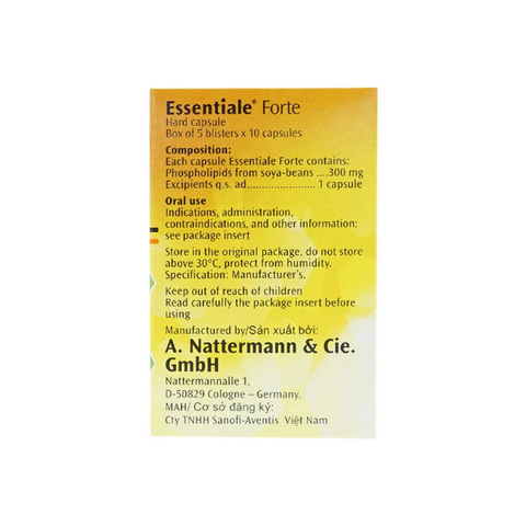  Thuốc Essentiale Forte 300mg Natterman hỗ trợ chức năng gan, viêm gan (5 vỉ x 10 viên) 