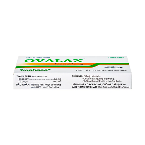  Viên nhuận tràng Ovalax 5mg Traphaco điều trị táo bón, làm sạch ruột (1 vỉ x 10 viên) 