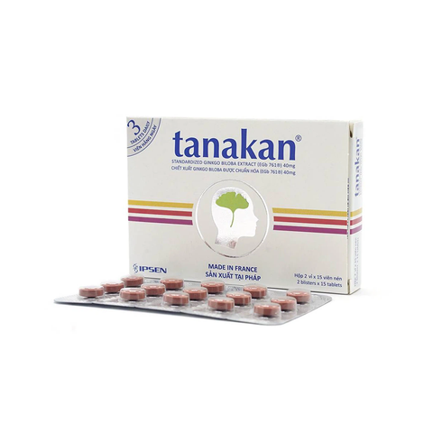  Tanakan 40mg tuần hoàn máu não, cải thiện trí nhớ (2 vỉ x 15 viên) 