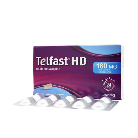 Telfast HD 180mg trị viêm mũi dị ứng, mày đay (1 vỉ x 10 viên)