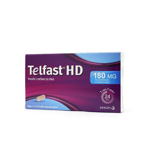  Telfast HD 180mg trị viêm mũi dị ứng, mày đay (1 vỉ x 10 viên) 