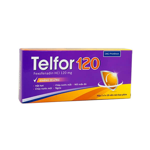  Telfor 120 trị viêm mũi dị ứng, mày đay (2 vỉ x 10 viên) 