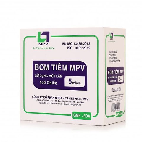 Bơm Tiêm 5ml (5CC) Hộp / 100 cây