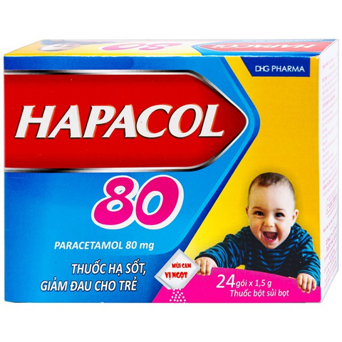 Thuốc Hapacol 80mg DHG hỗ trợ giảm đau và hạ sốt cho trẻ 24 gói x 1.5g