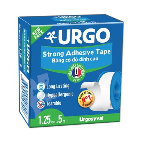 Băng Keo Lụa Độ Dính Cao Urgosyval Strong Adhessive Hộp 1 Cuộn 1.25Cm X 5M