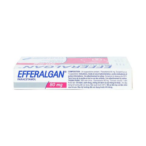  Viên đặt trực tràng Efferalgan 80mg giảm đau, hạ sốt (2 vỉ x 5 viên) 