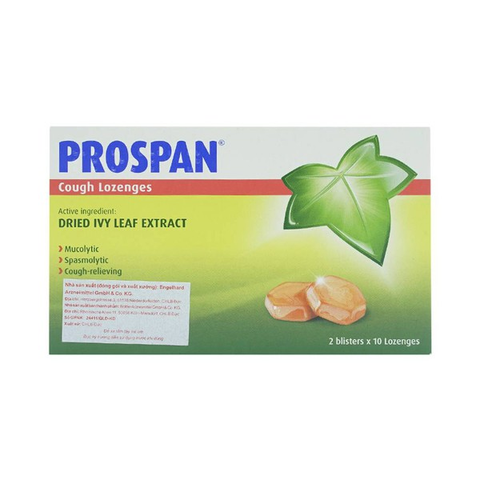  Viên ngậm Prospan trị viêm đường hô hấp, đau họng (2 vỉ x 10 viên) 