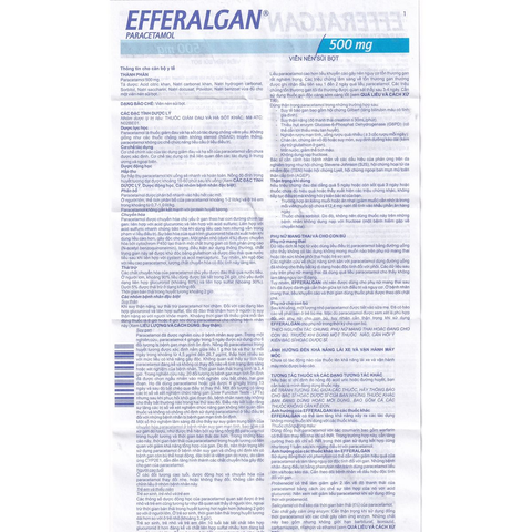  Viên sủi Efferalgan 500mg giảm đau, hạ sốt (4 vỉ x 4 viên) 